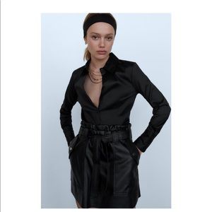NWT Zara Faux Leather Paperbag Skirt S